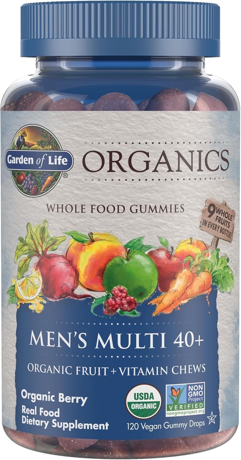 Garden of Life Organics Men 40+ Gummy Multivitamin 120 Count Vegan Non-GMO