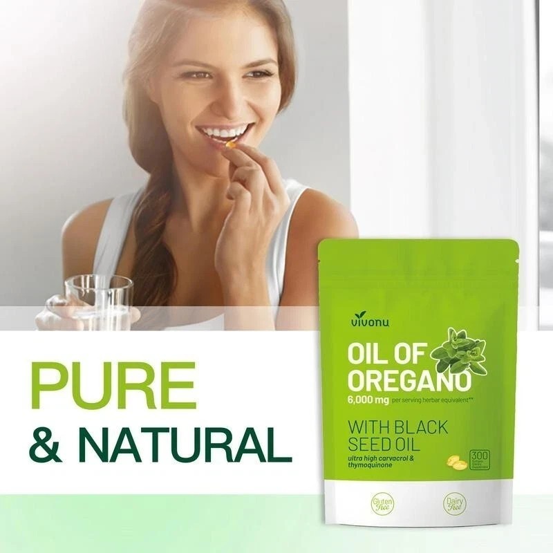 NEW VivoNu Oil of Oregano Capsules | 6000mg Oil of Oregano with Black Seed Oil