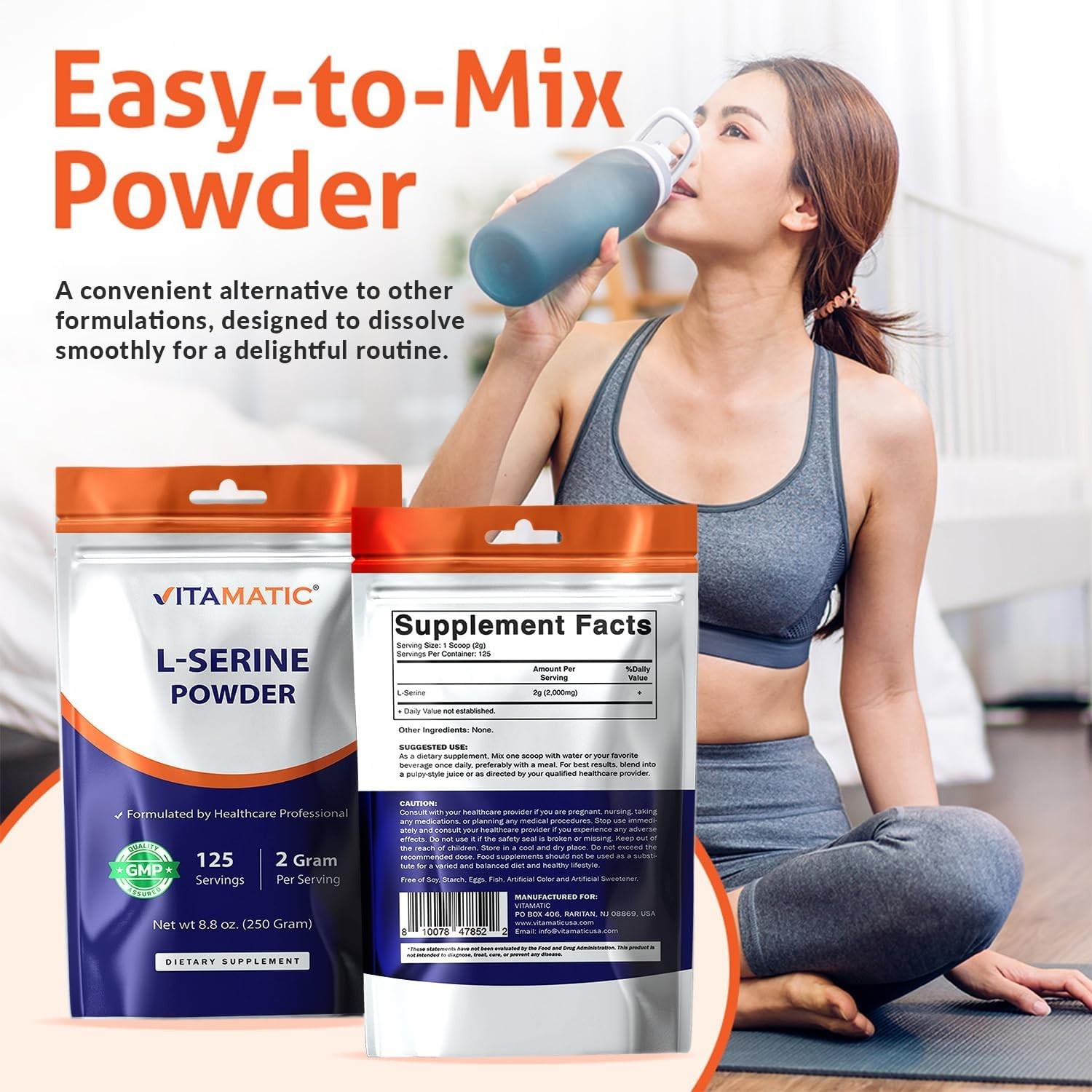 250g L-Serine Powder – 2000mg Servings for Immune Support & Energy Management