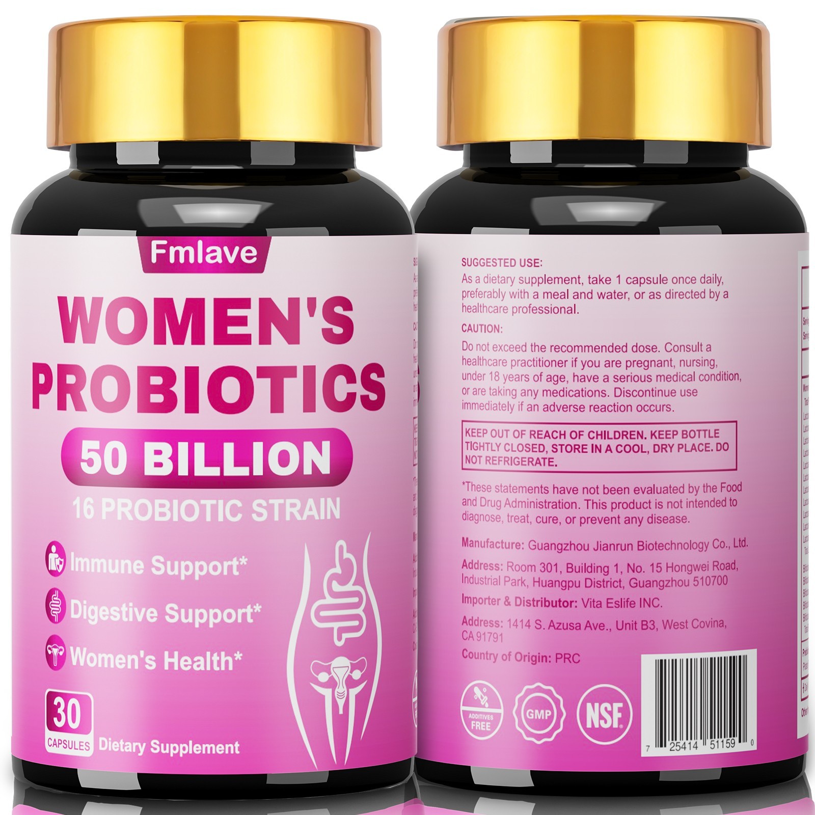 Women’s Probiotics 50 Billion CFU 16 Probiotic Strains Digestive, Vaginal Health