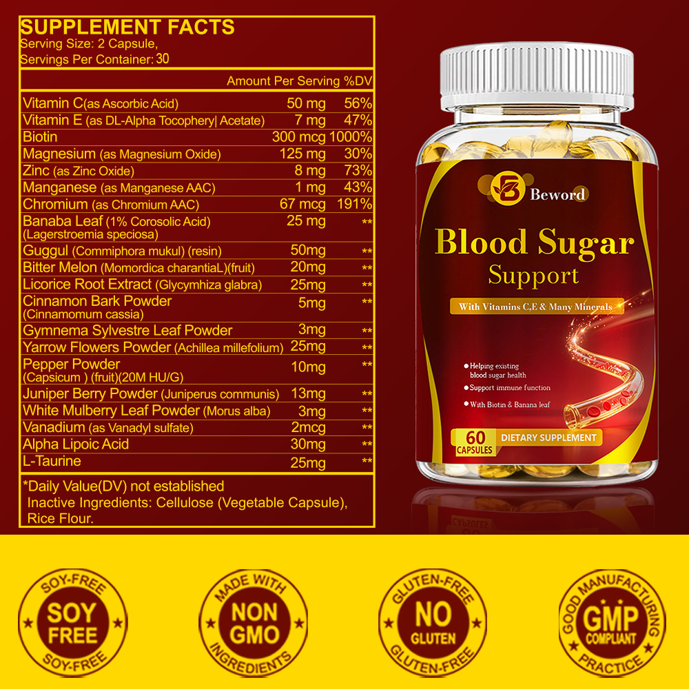 Blood Balance Capsules – Blood Sugar Support & Blood Pressure Supplement 60Pills