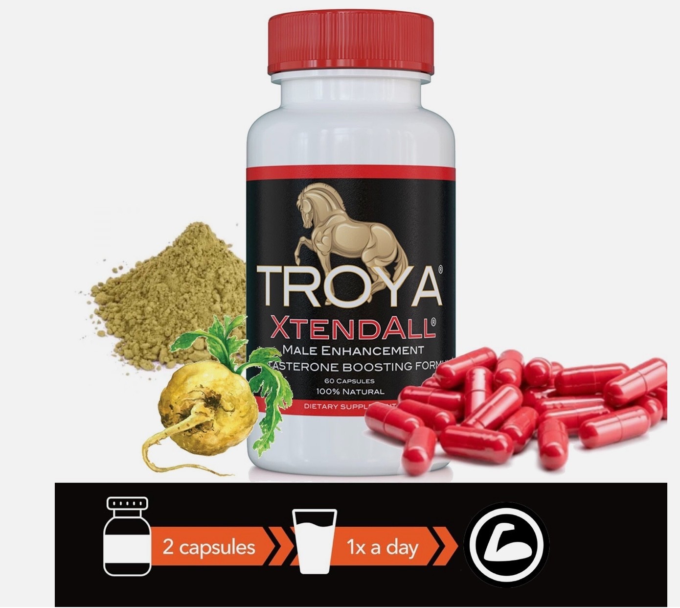 Troya Xtendall Premium Test Booster for Men – Enhances Energy, Stamina, Strength