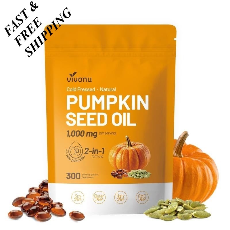 NEW LUXRY VIVONU Pumpkin Seed Oil 1000mg with Saw Palmetto 300 Softgels