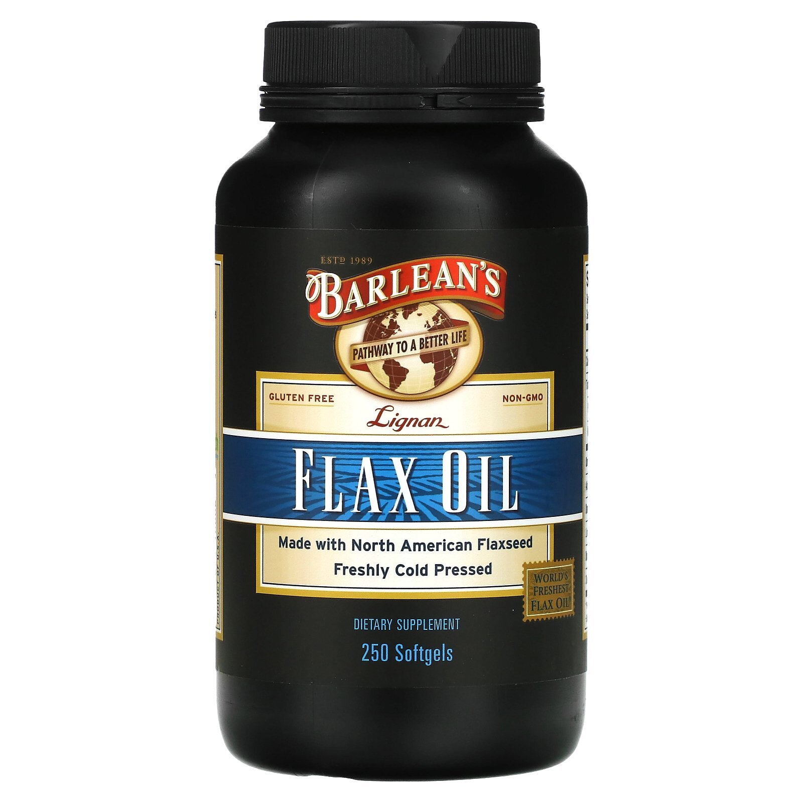 Barlean s Lignan Flax Oil 250 Softgels Gluten-Free