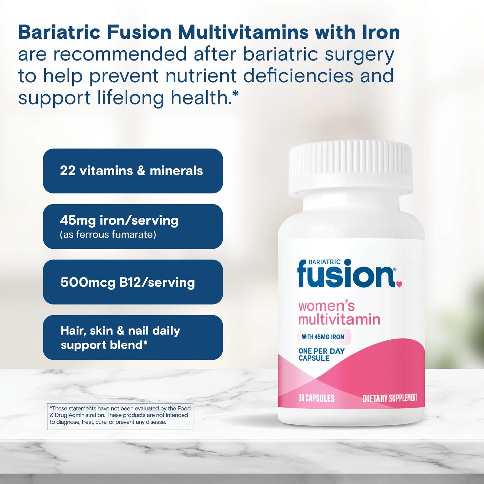 Bariatric Fusion One Per Day Bariatric Multivitamin with Iron for Women | wit…