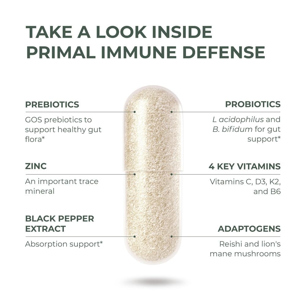 Primal Harvest Primal Immune Defense 10-in-1 Immune Support Supplement, 60 Capsu