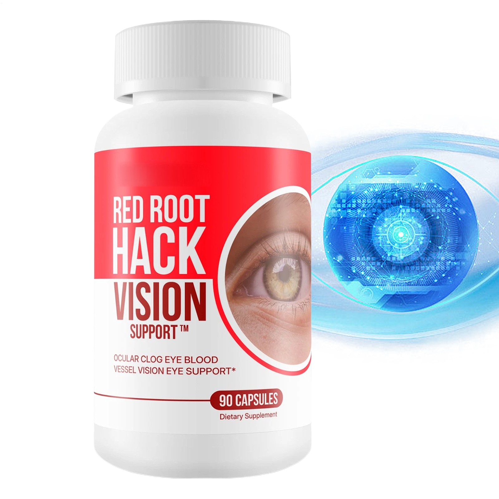 90 Count Portable Red Root Herbal Tablets for Daily Eye Antioxidant Wellness