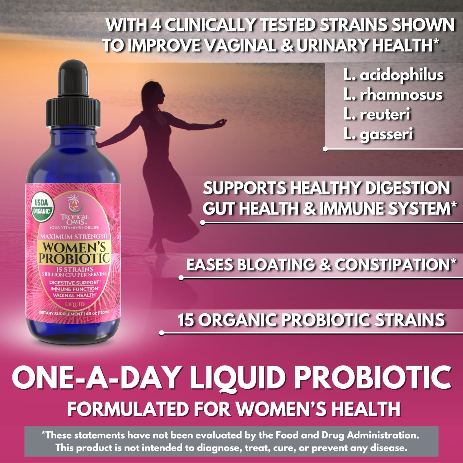USDA Organic Liquid Probiotic for Women | PH Balance UT & Feminine Health | D…