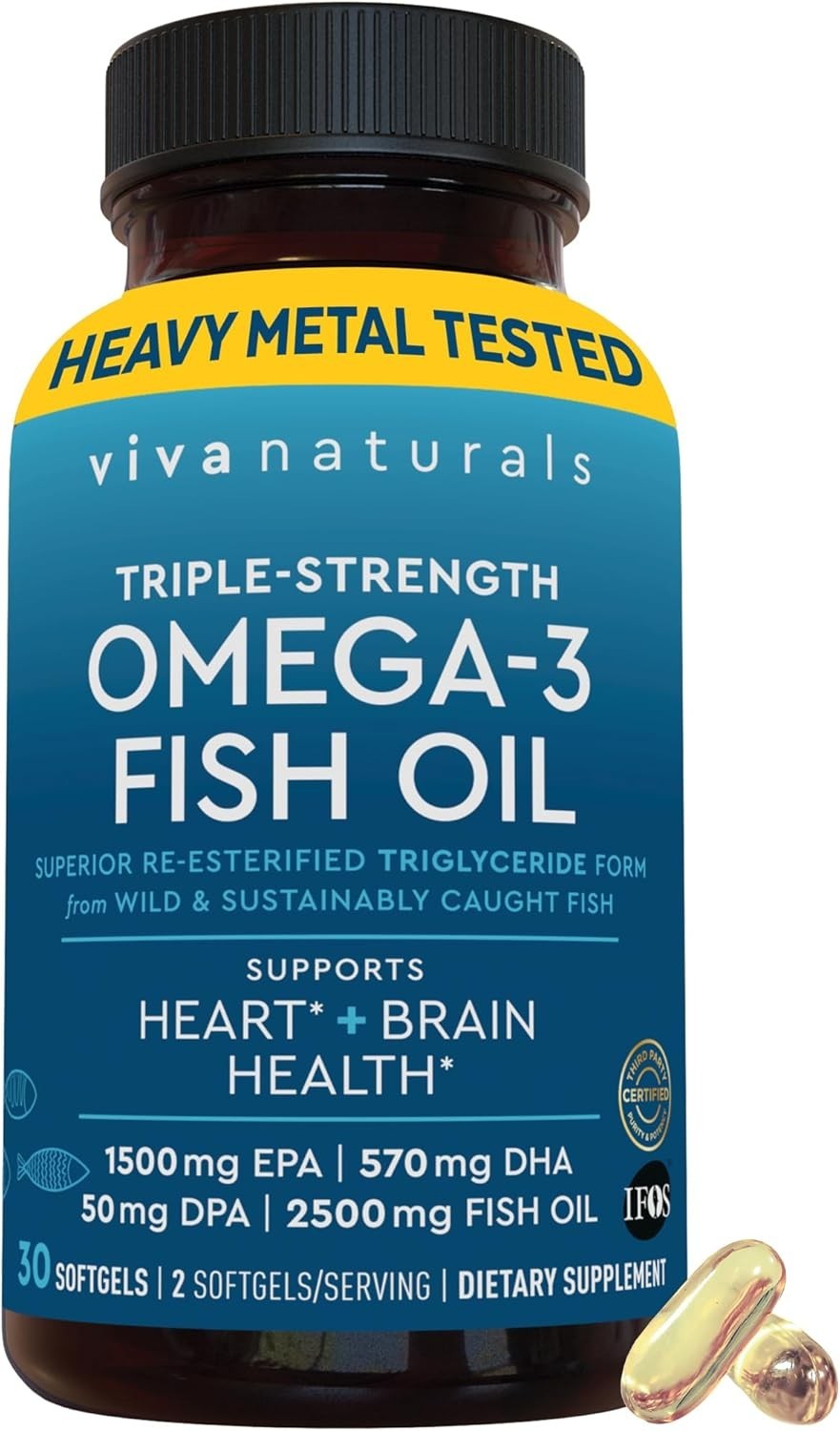 Viva Naturals Omega 3 Fish Oil Triple Strength 2500 Mg 30 Softgels