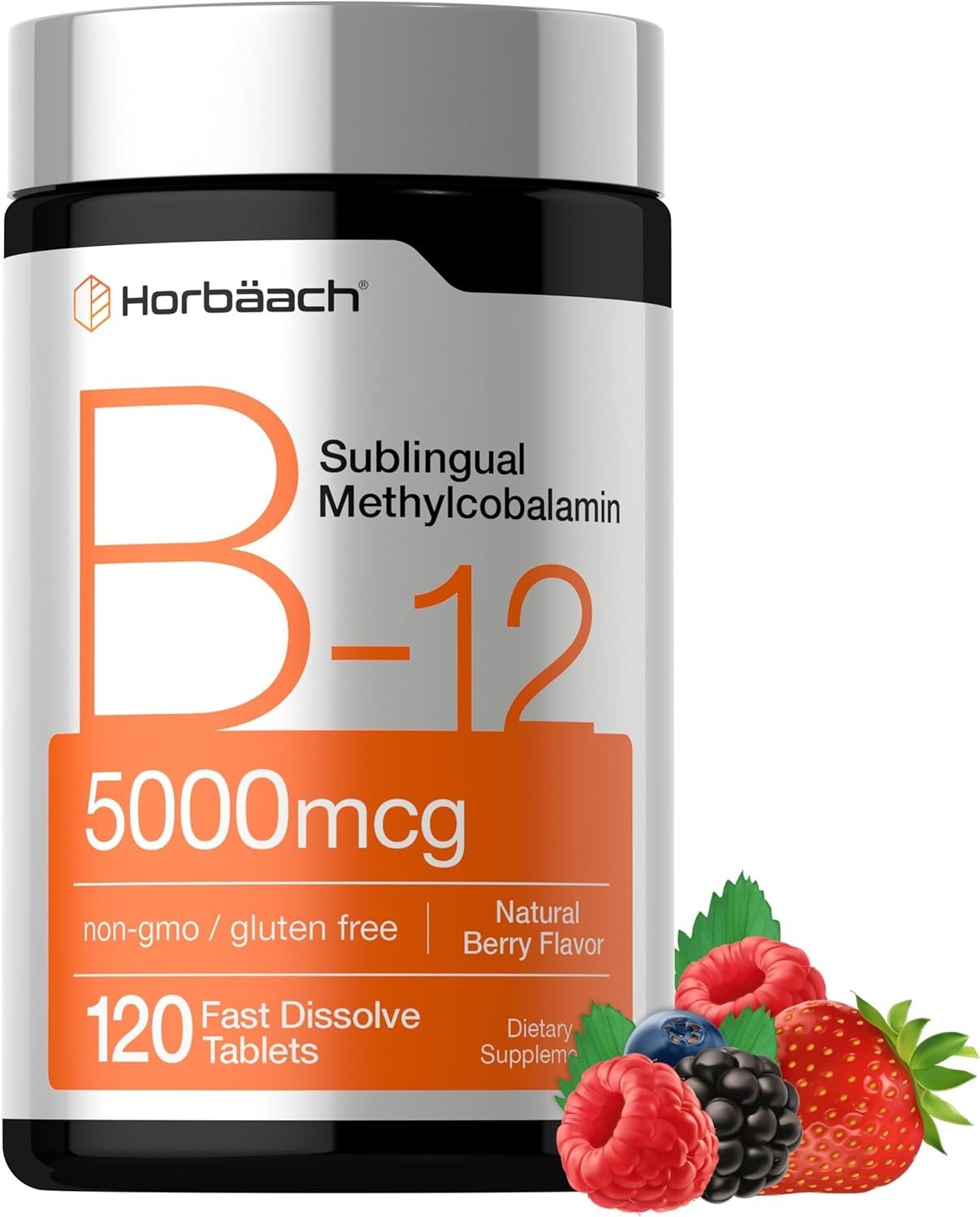 Vitamina B12 5000 mcg Metilcobalamina Sublingual Sabor a Bayas 120 Tabletas