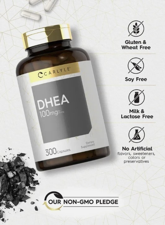 DHEA 100mg | 300 Capsules | Non-GMO & Gluten Free Supplement | by Carlyle