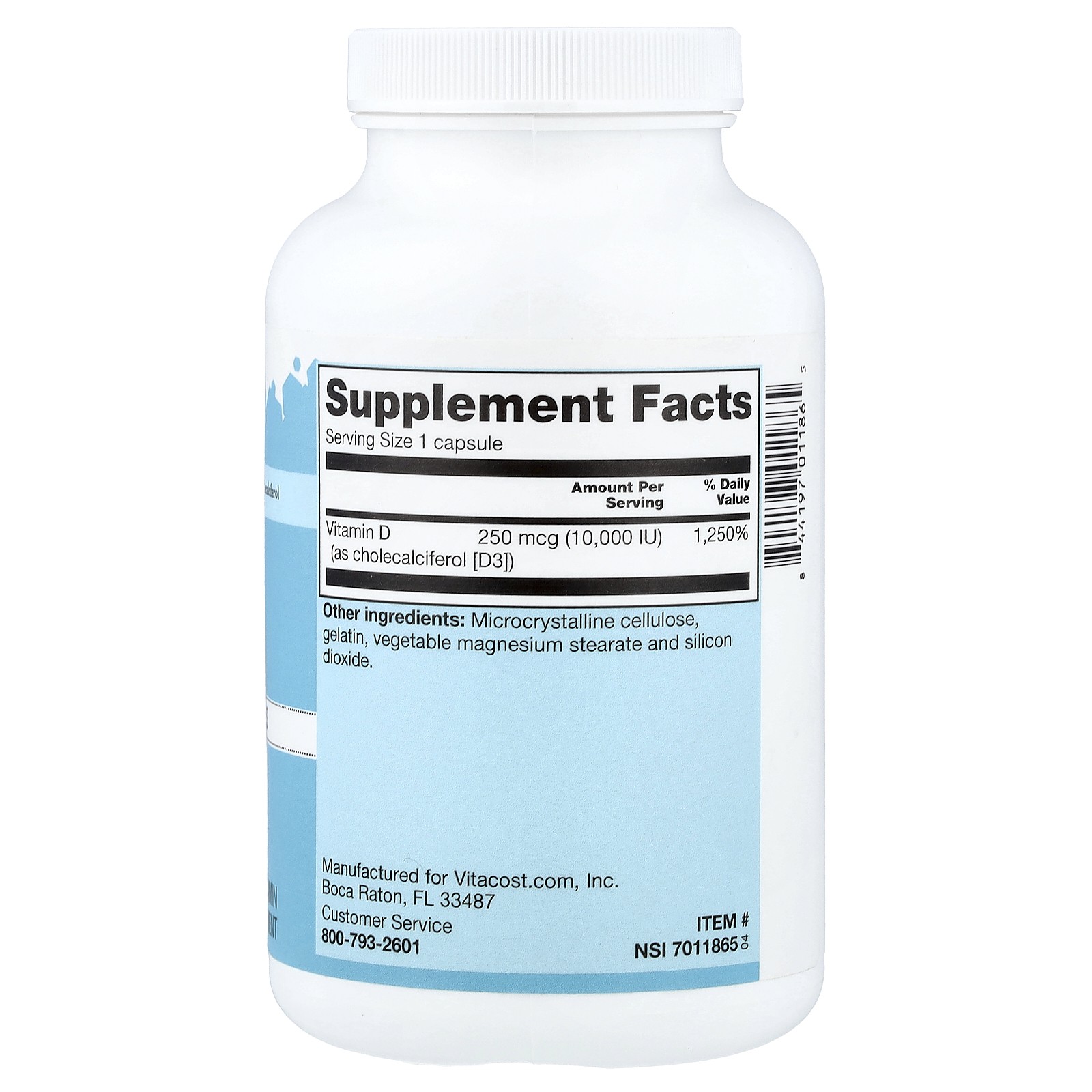 Vitamin D3, 250 mcg (10,000 IU), 365 Capsules