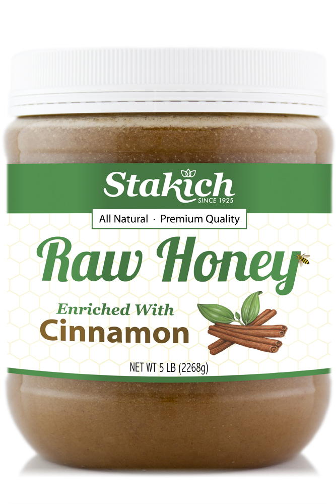 5 lb Cinnamon Enriched Raw Honey Organically Produced Pure Natural Gluten Free