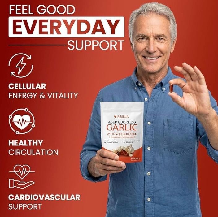 Resilia Garlic Extract 600mg Softgels (60 Count) – Odorless Aged Garlic Extra…