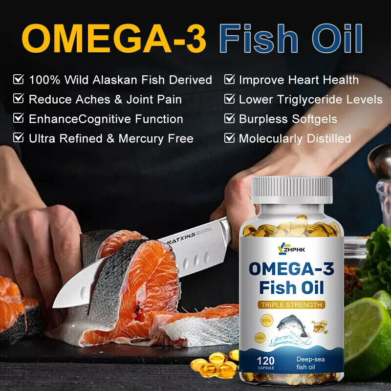 Omega 3 Fish Oil 120 Capsules Triple Strength 3600 mg w/ EPA & DHA Joint Support