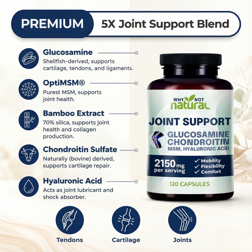 5-in-1 Joint Support with OptiMSM & Bamboo – Mobility & Flexibility, 120ct