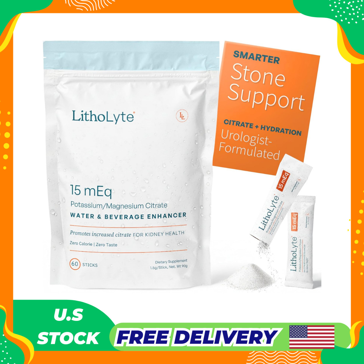 15 mEq | Water & Beverage Enhancer for Kidney Health | Citrate & Electrolytes fo