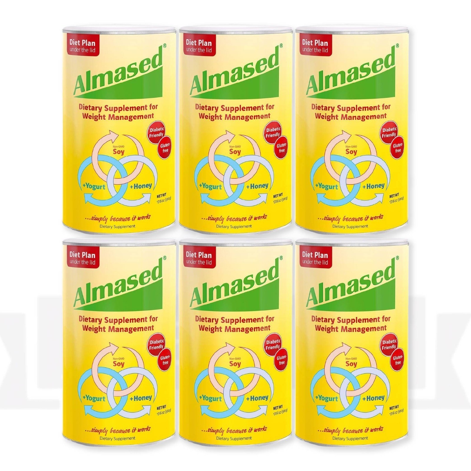 Almased Weight loss & Metabolic Health Supplement Original 17.6 oz, PACK 6