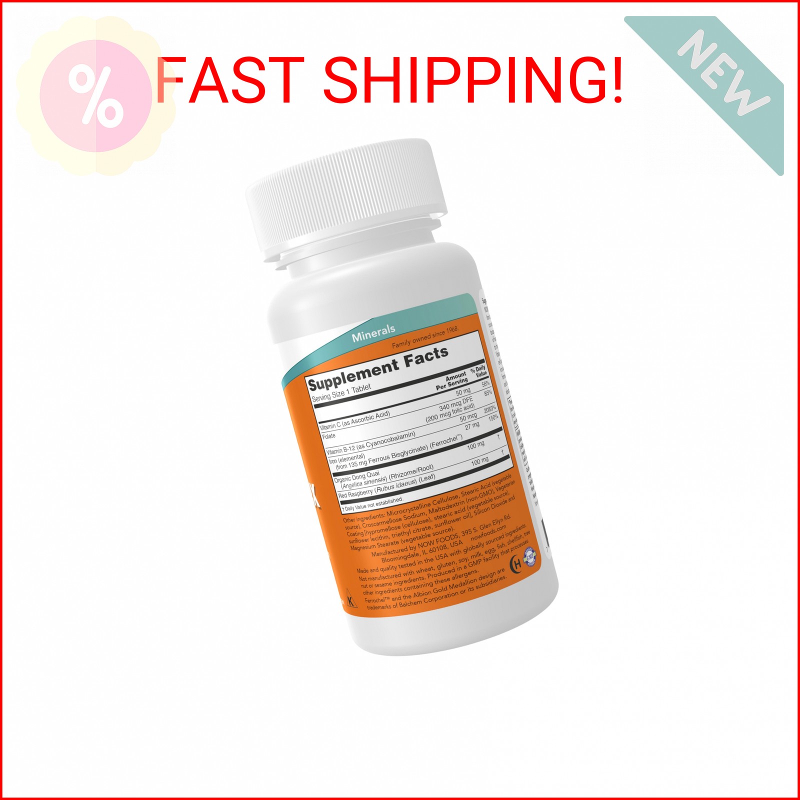 NOW Foods Supplements, Iron Complex, Non-Constipating*, Essential Mineral, 100 T