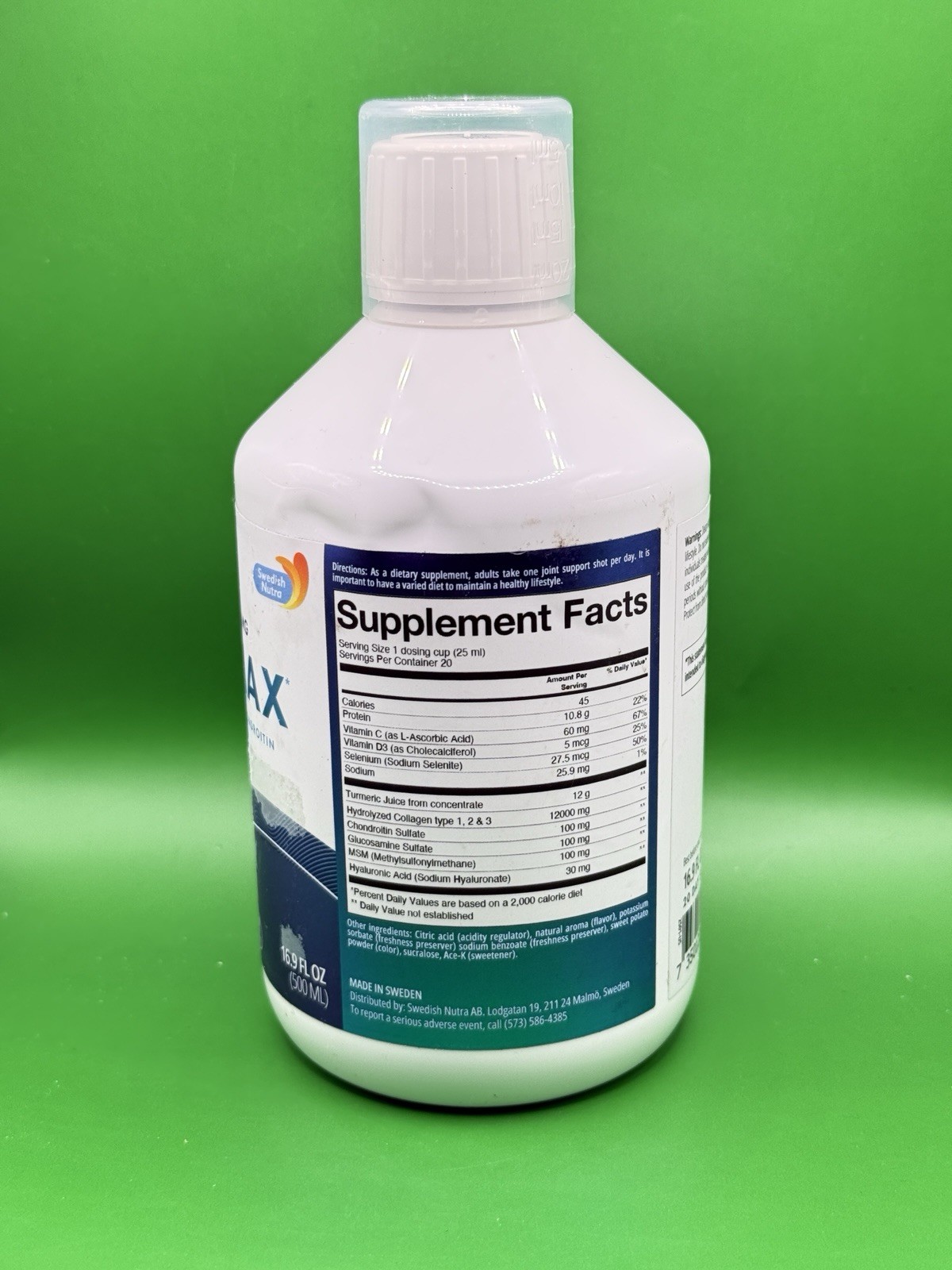 Swedish Nutra Joint Support MAX Collagen Liquid Joint 500ml Exp 7/26