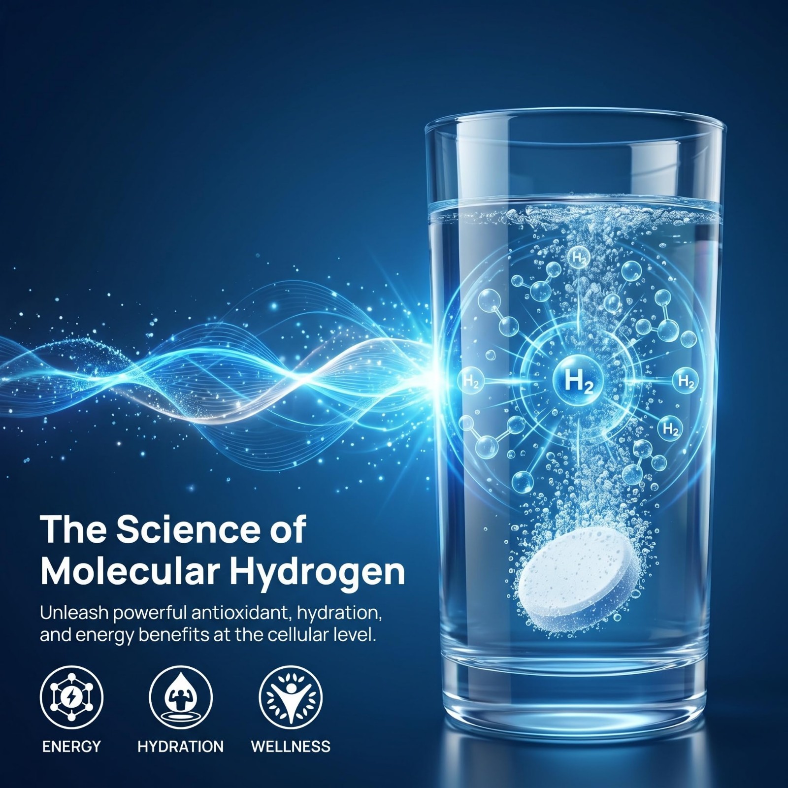 Hydrogen Water Tablets for Energy Boost & Fatigue Relief – 90 GMO-Free, Gluten-F