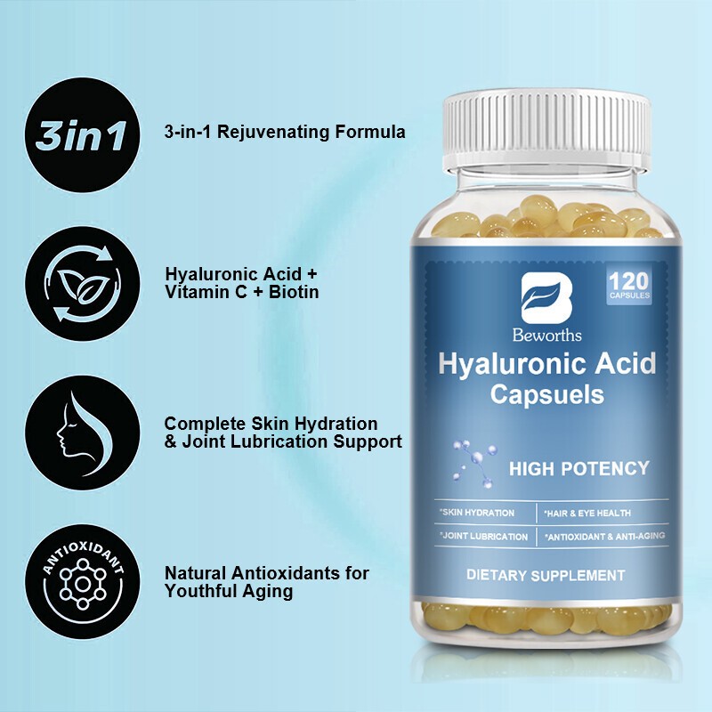 3x Hyaluronic Acid Capsules | 250 mg | 120 Capsules | Non-GMO |Gluten-Free