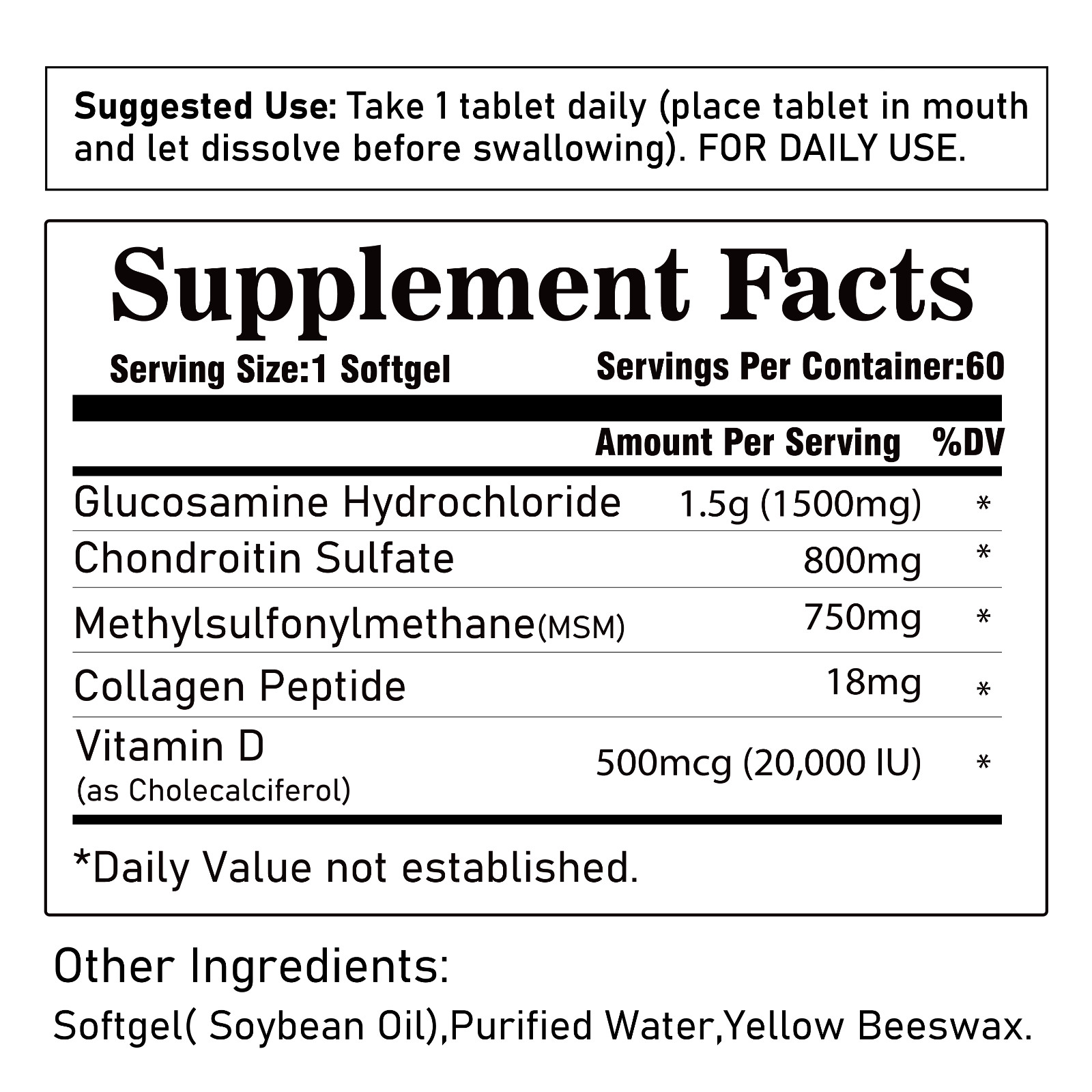 3 Bottles Glucosamine Chondroitin Collagen MSM With Vitamin D3 – Joint Support