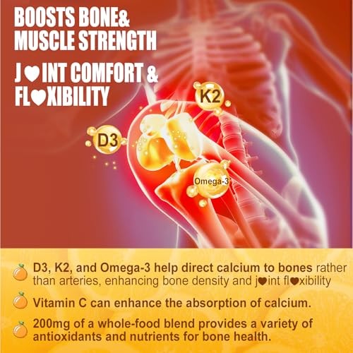 Vitamin D3 K2 Gummies 5000IU / 10,000 IU with Omega-3 250mg + K2(MK-7) 100mcg –