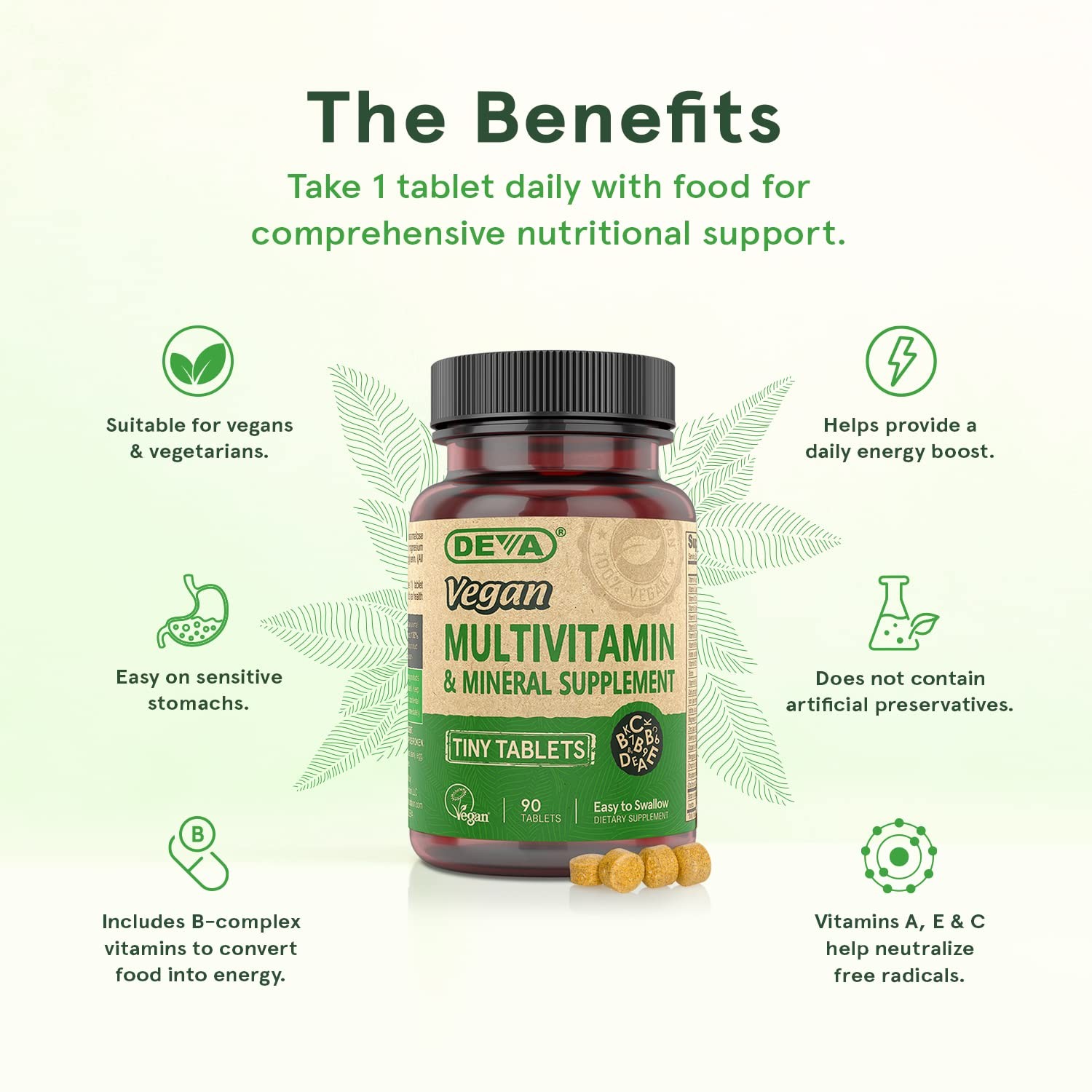 DEVA Tiny Tablets Vegan Multivitamin for Women & Men 2-Pack with Iron Vitamin…