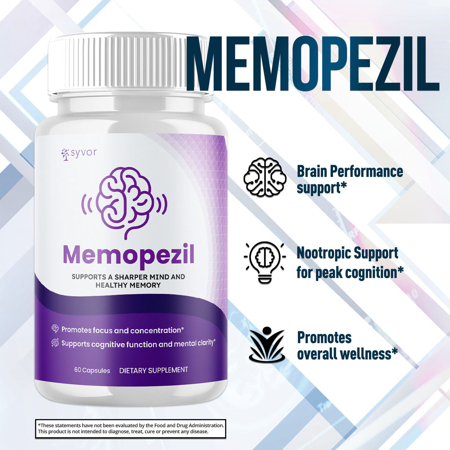 (1 Pack) Memopezil Nootropic All Natural Brain Supplement Memo Pezil 60 Capsule