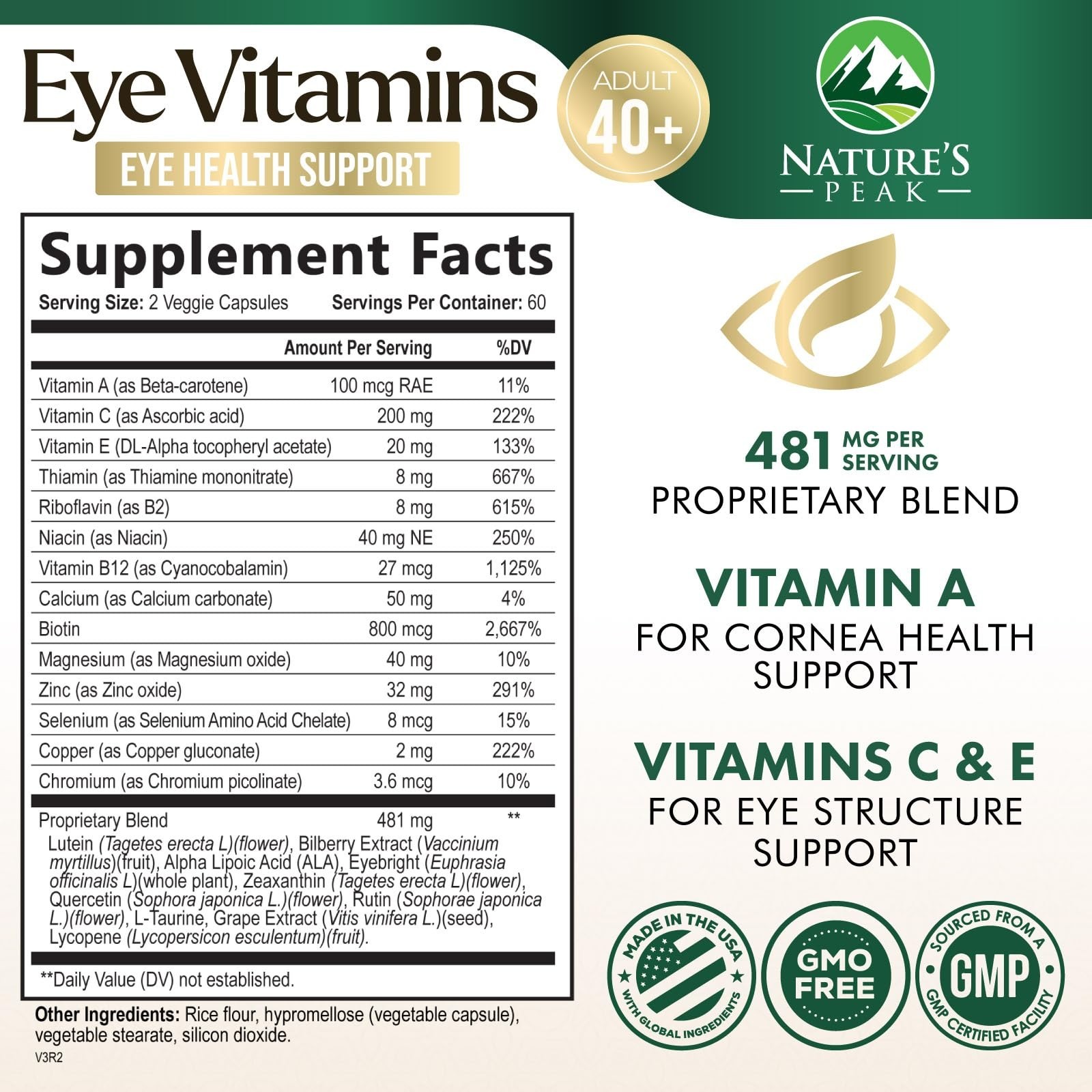 3x Strength Eye Vitamins with Lutein & Zeaxanthin for Vision Support – 120 Capsu