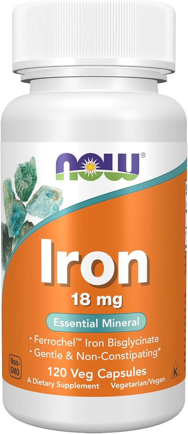 Iron 18mg Supplement, Non-Constipating Essential Mineral, 120 Veg Capsules