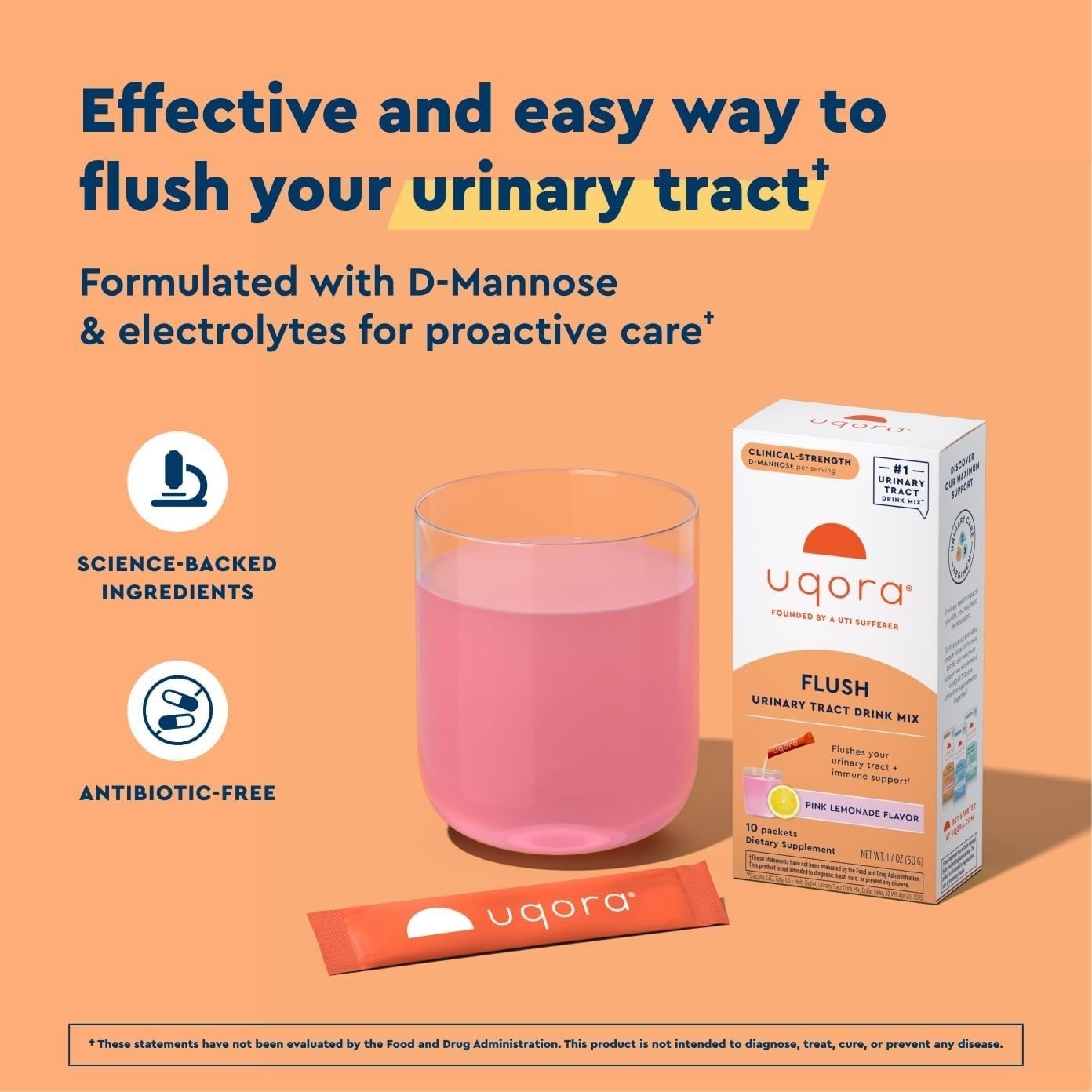 Uqora Target Urinary Tract Flush Dietary Supplement Pink Lemonade 10 Packets