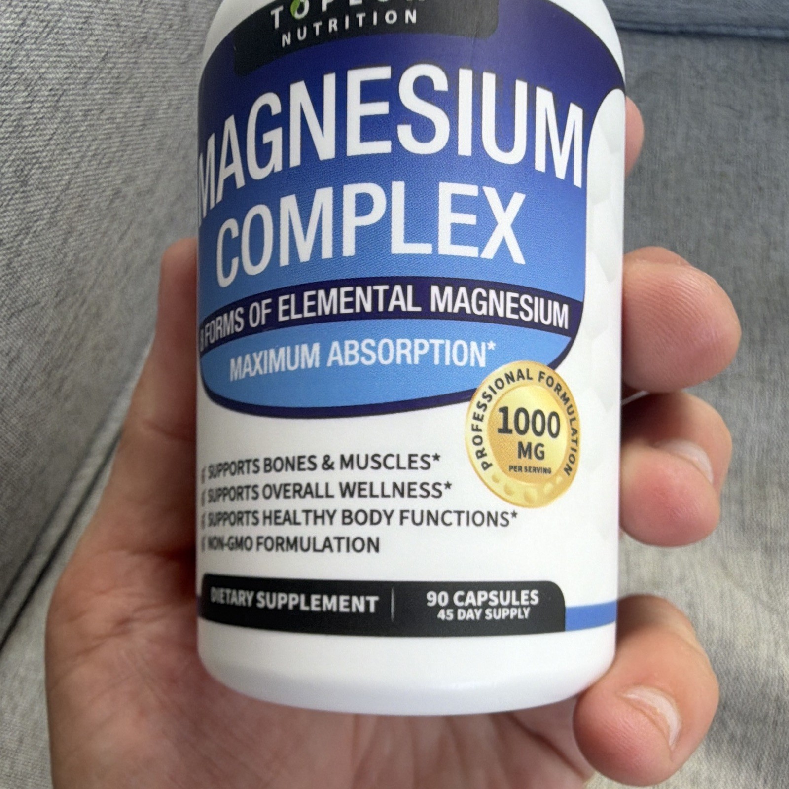 Toplux Nutrition Magnesium Complex 1000mg Non-GMO 90 Capsules