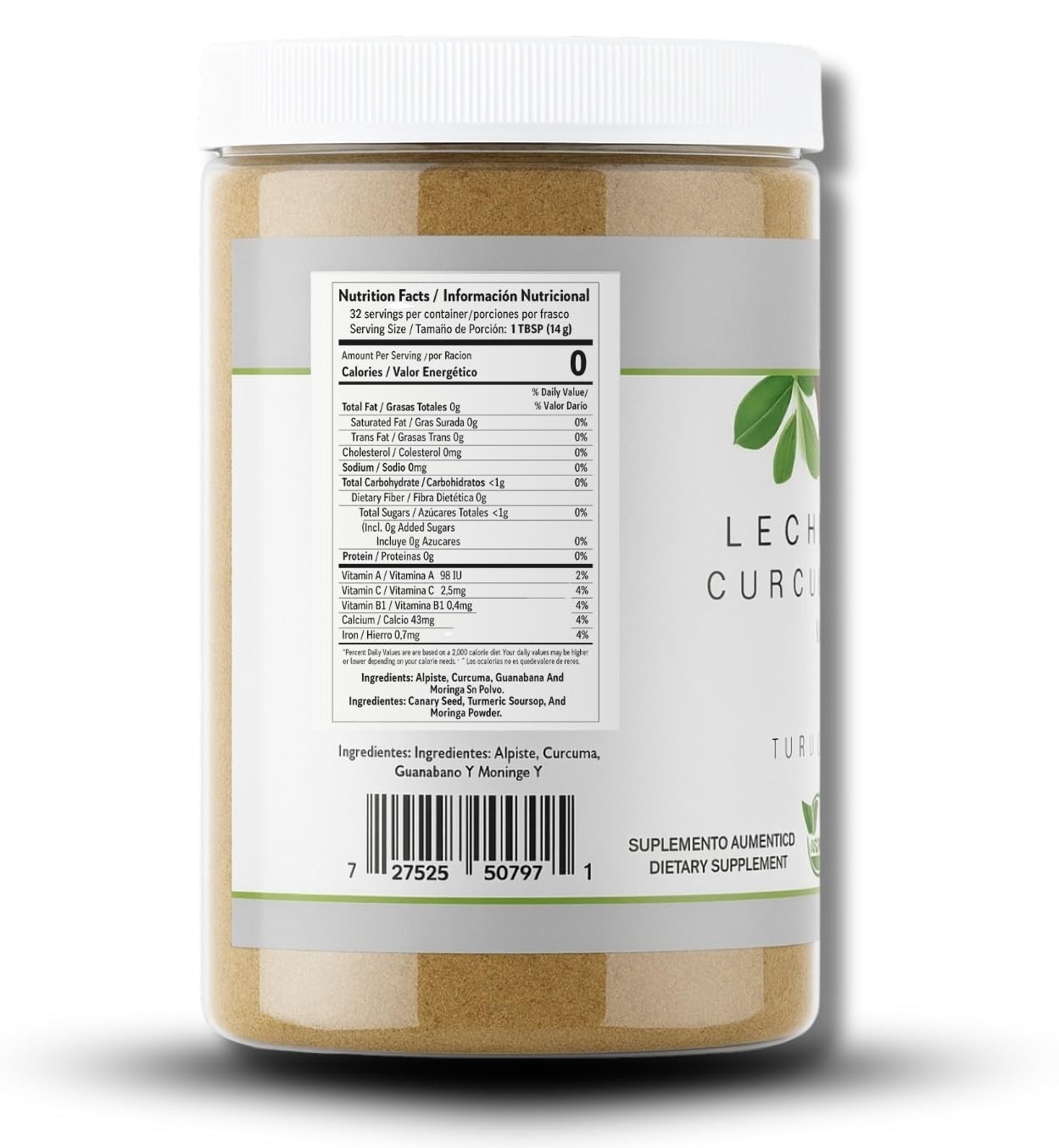 Leche de Alpiste, Curcuma, Guanabana & Moringa (Premium Canary Seed Milk – with