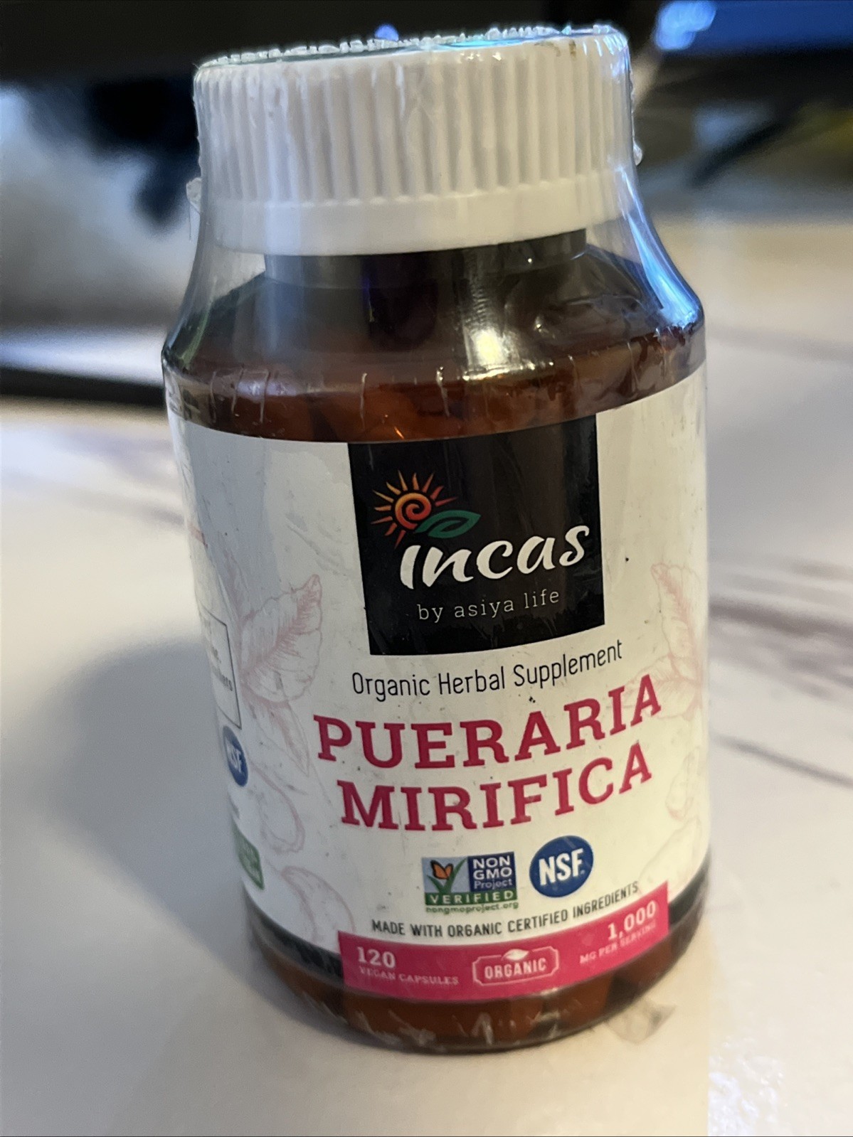 INCAS Organic Pueraria Mirifica 1000mgServing Root Extract Powder Vegan 120 Caps