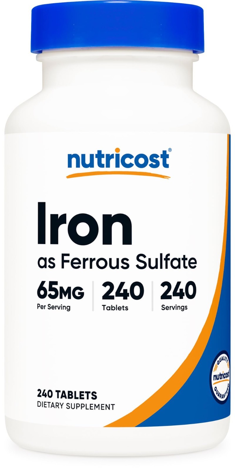 Iron Supplement 65mg (Ferrous Sulfate) – 240 Tablets, Gluten-Free, Non-GMO