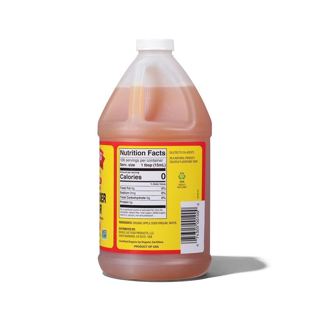 Bragg Organic Apple Cider Vinegar with the Mother, 64 fl oz – Raw and Unfiltered