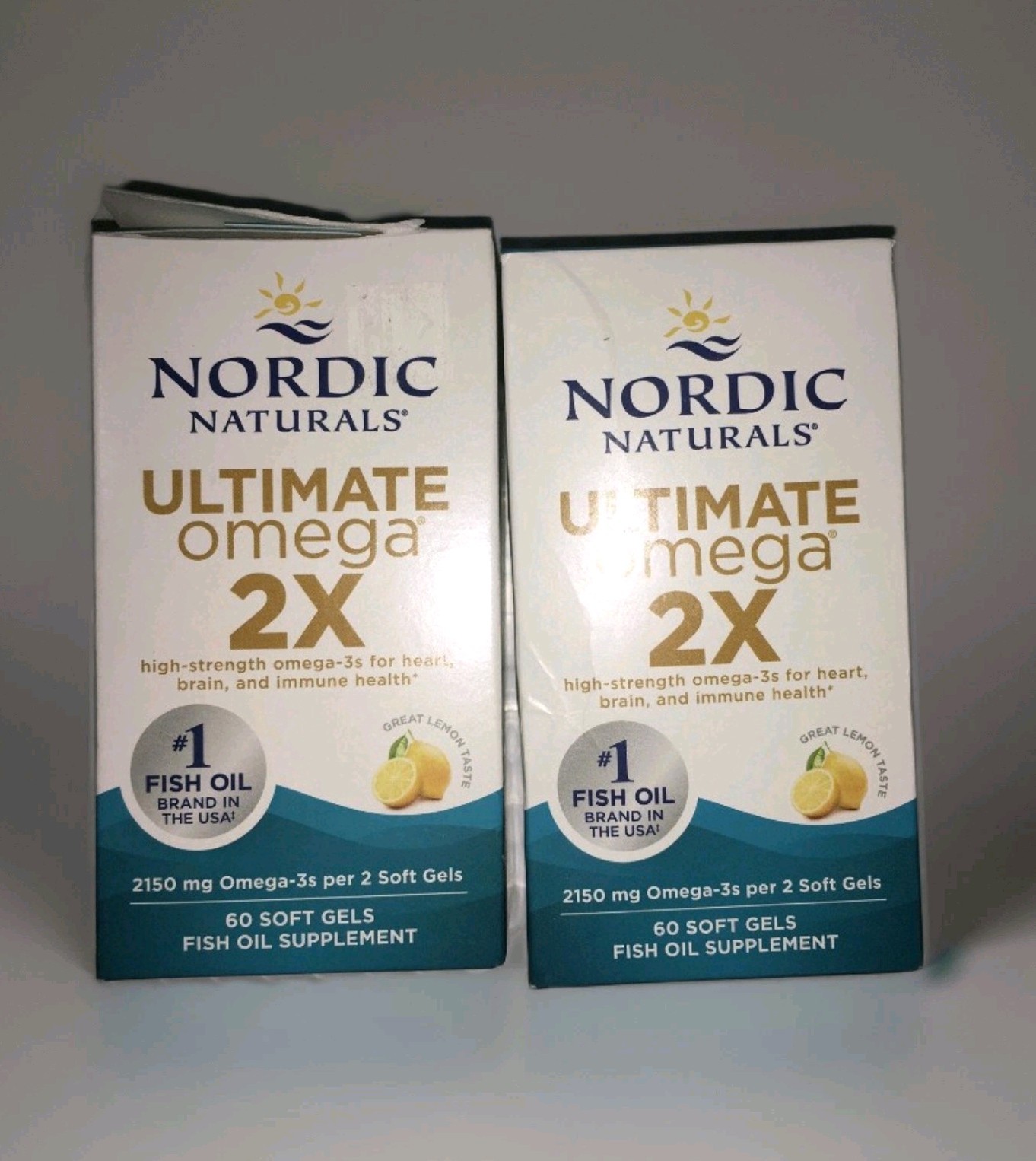 LOT 2 Nordic Naturals Ultimate Omega 2X Softgels, Lemon Flavor – 60 Count ea.