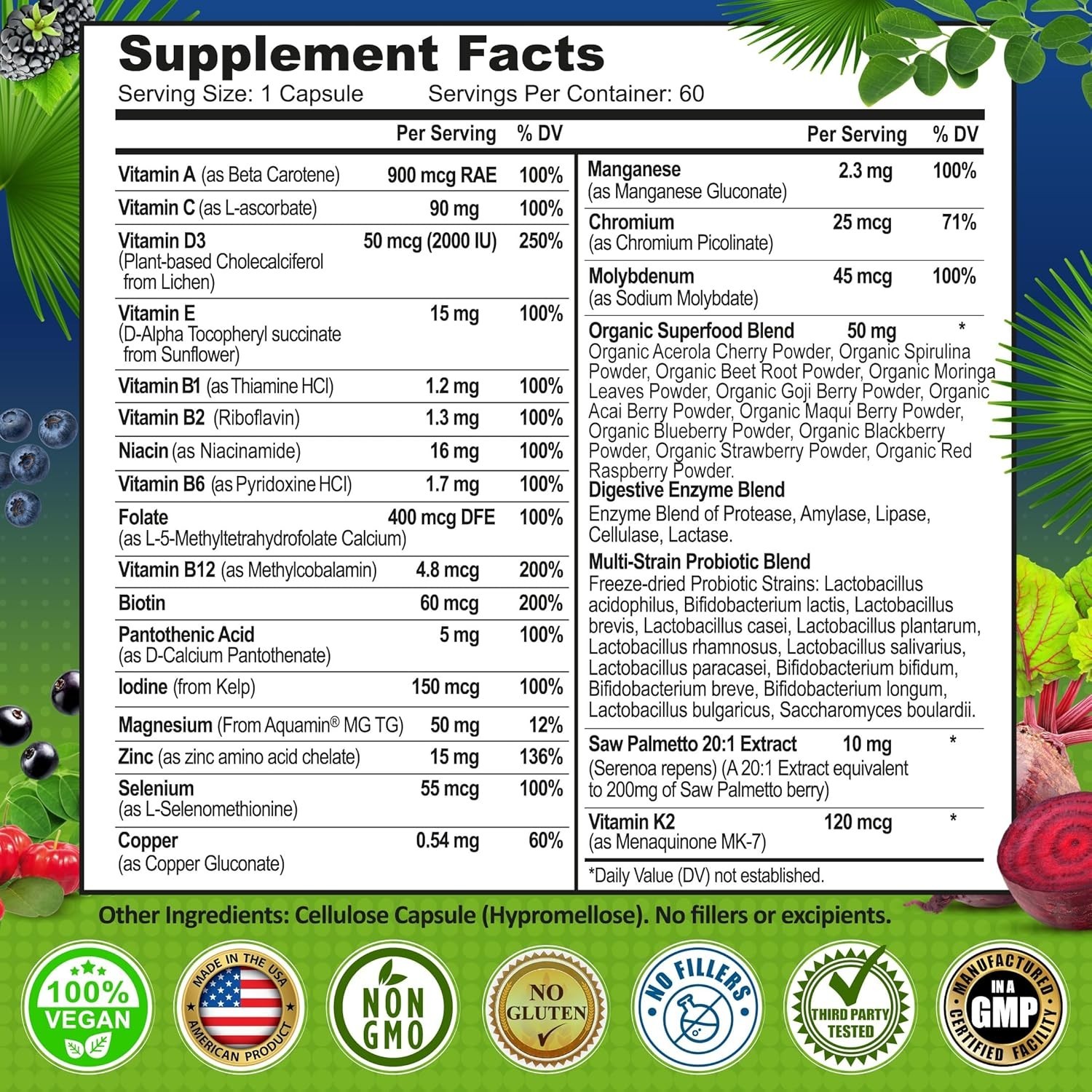 Men’s Daily Multivitamin – Vegan Methylated Multivitamin for Men. Exp-06/2027