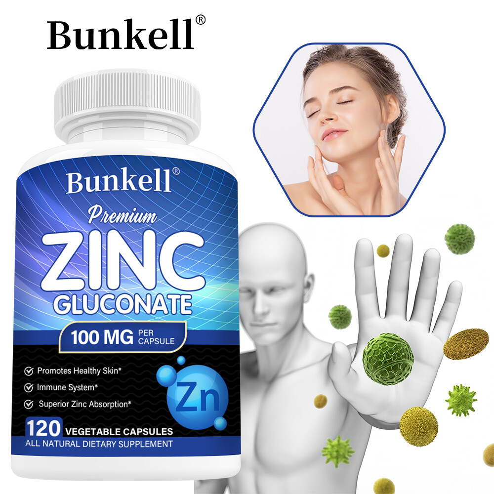 Zinc Gluconate 100 mg Capsules Skin Hair Nails Health Immune Support