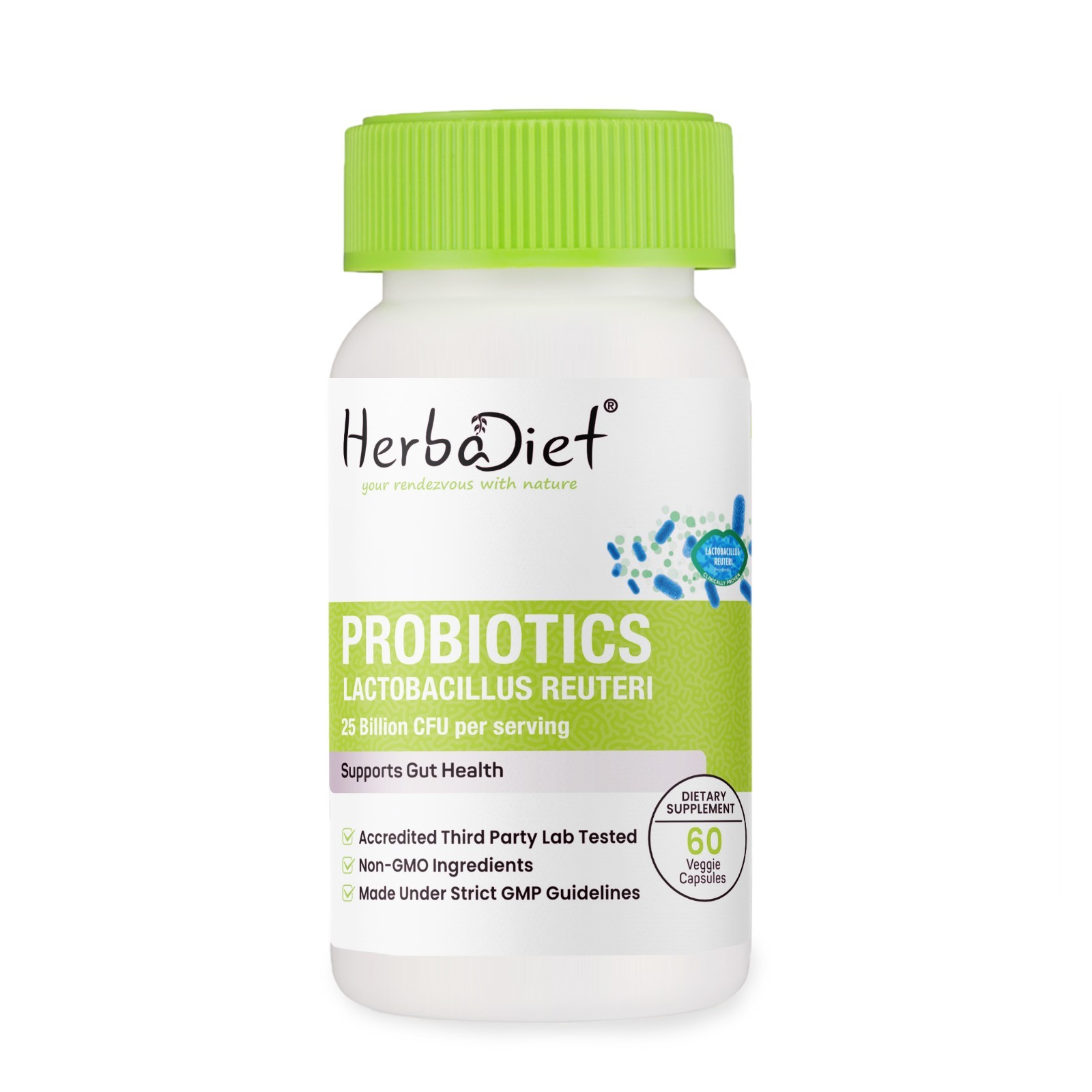 Probiotics Blend Lactobacillus Reuteri Capsules POTENT 25 Billion CFU/Gram