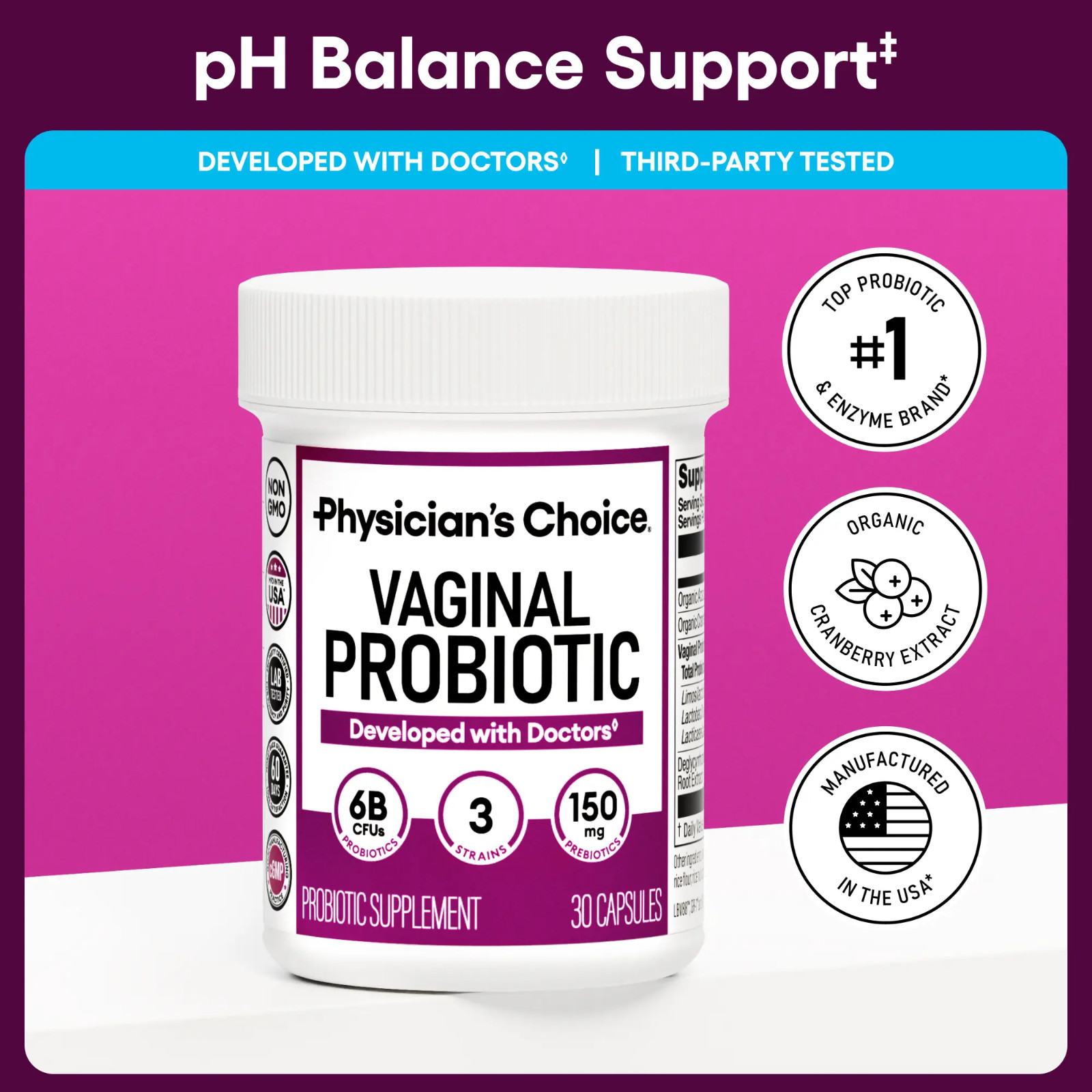 Physician’s Choice Vaginal Probiotic – pH Balance, Odor Control & Feminine Healt