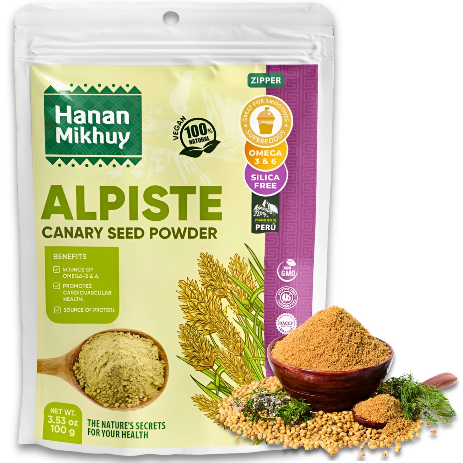 Alpiste 100% Natural Canary Seed Powder for Protein, Omega-3 & Digestive Health