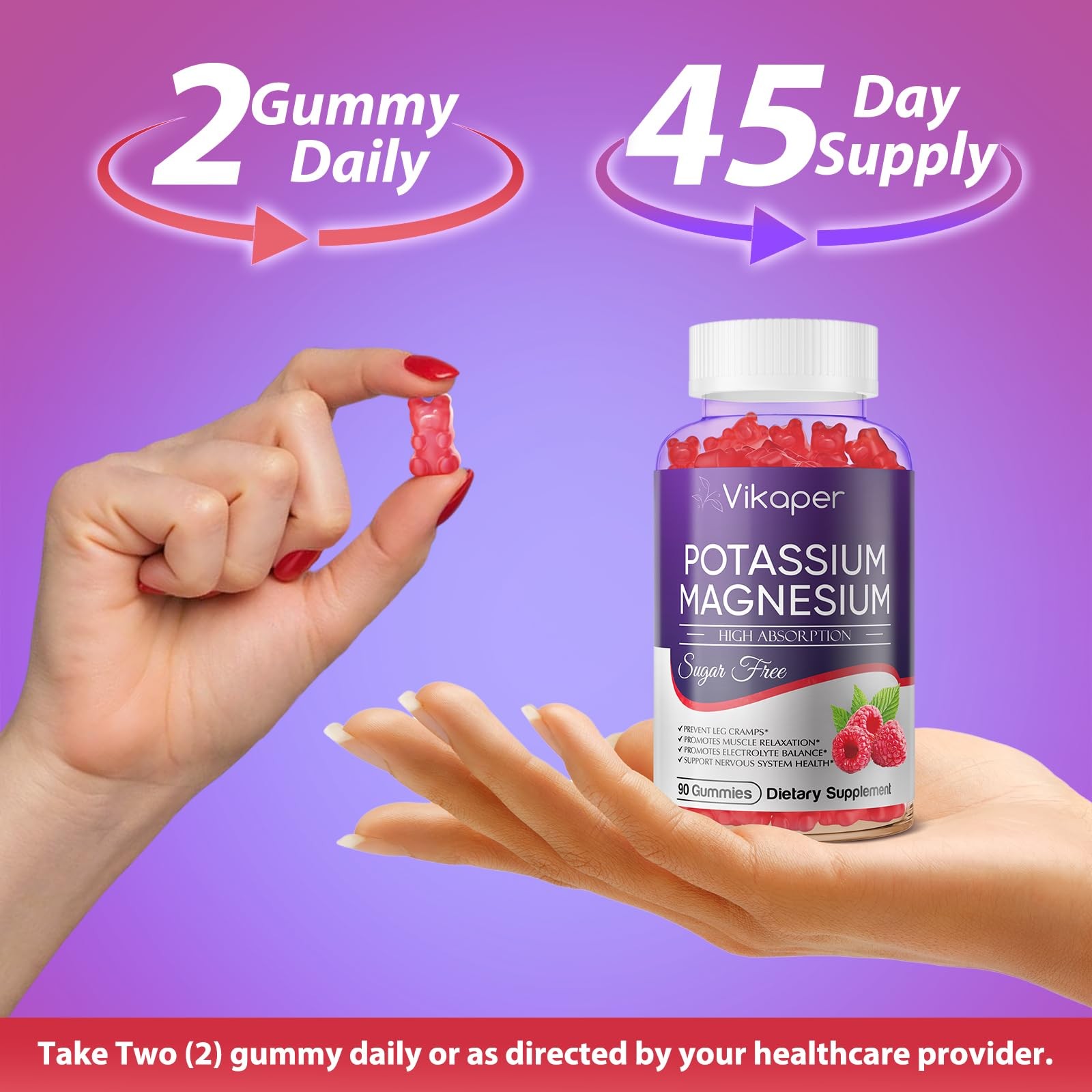 Potassium Magnesium Gummies 1200 mg for Adults 180 Count (Pack of 1)