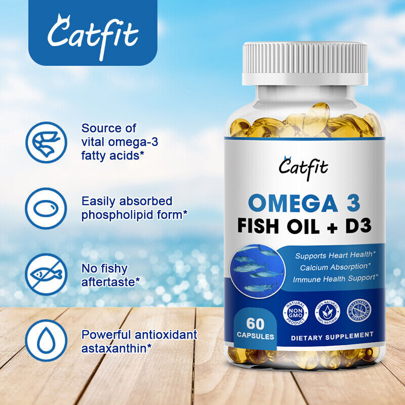 Omega 3 Fish Oil Capsule 1200mg+1000mg , EPA & DHA ,Brain Heart Joint Support