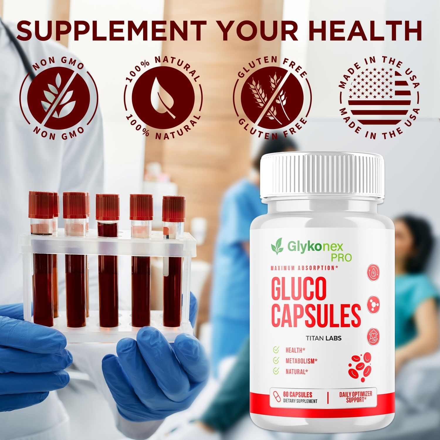(3 Pack) Glykonex Pro Advanced Blood Health Support Glyko Nex Pro 180 Capsules