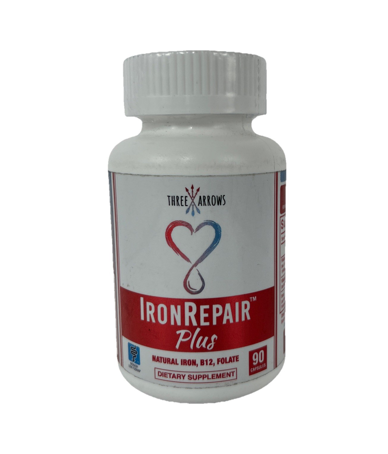 Three Arrows Iron Repair Plus Natural Iron B12 Folate Supplement 90 Caps Ex 2/27