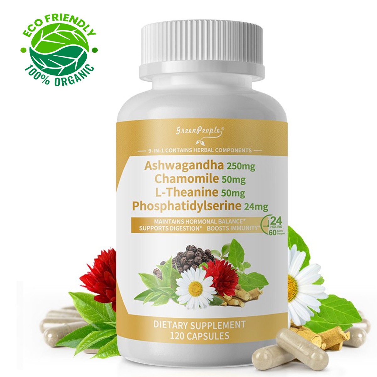 120 Pills Cortisol Supplement Magnesium Ashwagandha L-theanine – Relieve Stress