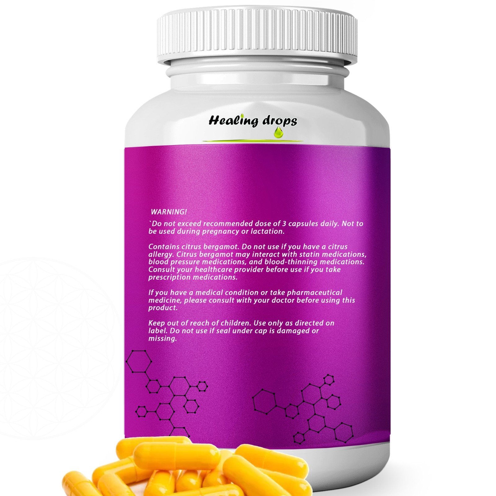 2 Pack- Berberine 925MG Quercetin 510mg Colloidal Gold 15mg Citrus Bergamot 50mg